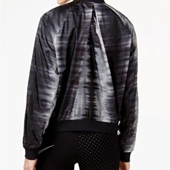 Nike Tie Dye Bomber Jacket Size Small Black and White Neutral Lightweight Coat - Picture 1 of 12